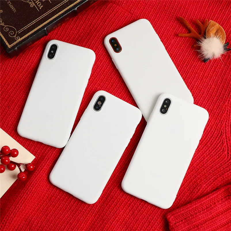 Белый матовый ТПУ чехол для iPhone 6 S 7 8plus X samsung Galaxy S7 S8 S9 S10 плюс A40 A50 A70 huawei P20 P30 Lite Y6