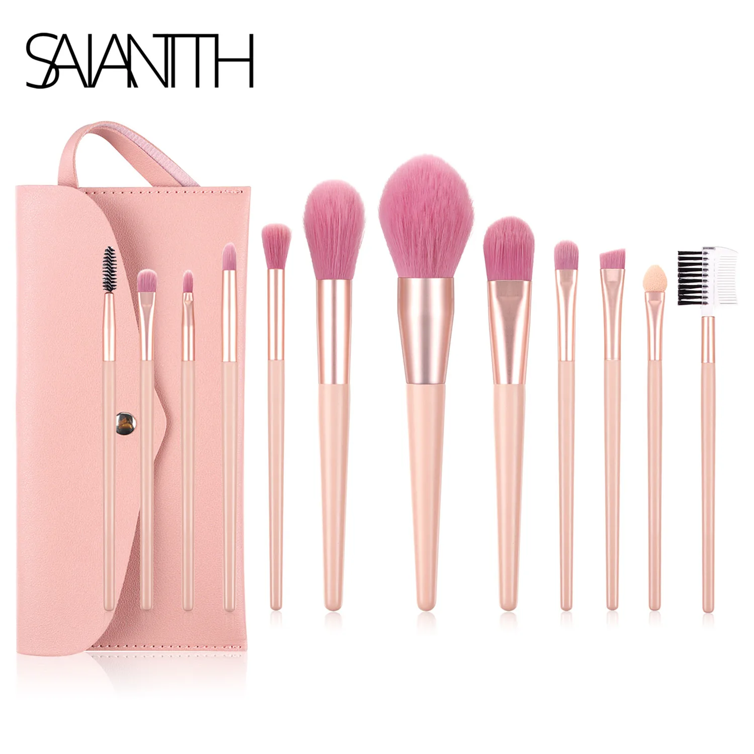 

Saiantth 7pcs 12pcs nude pink makeup brushes kit beauty make up tool loose powder concealer blush eyeshadow brush cosmetic set