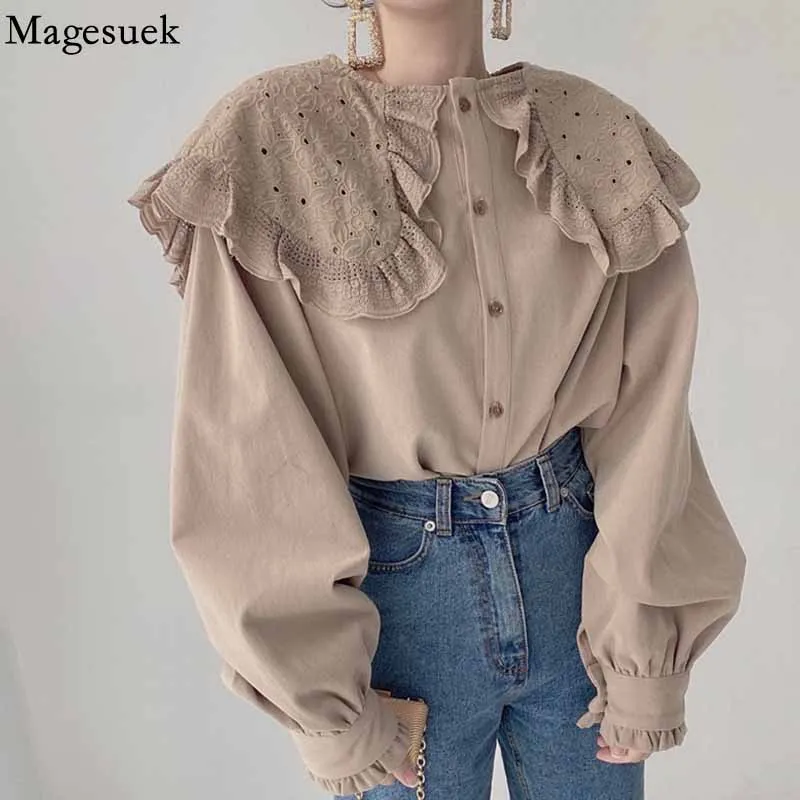 Шикарная хлопковая блузка с большим лацканом, женские топы, кружевная Женская винтажная рубашка с длинным рукавом, свободная крючком белая рубашка на пуговицах, новинка 16121
Шикарная хлопковая блузка с большим лацканом, женские топы, кружевная Женская винтажная рубашка с длинным рукавом, свободная крючком белая рубашка на пуговицах, новинка 16121