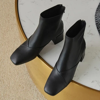 Genuine Leather High heels Ankle Boots Women Autumn Winter Warm Concise Short Boots Square Toe Basic Office Shoes Woman
Genuine Leather High heels Ankle Boots Women Autumn Winter Warm Concise Short Boots Square Toe Basic Office Shoes Woman