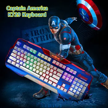 

E-3LUE The Avengers Captain America Edition K729 RGB Mechanical Keyboard Black Axis Professional USB wired game keyboard