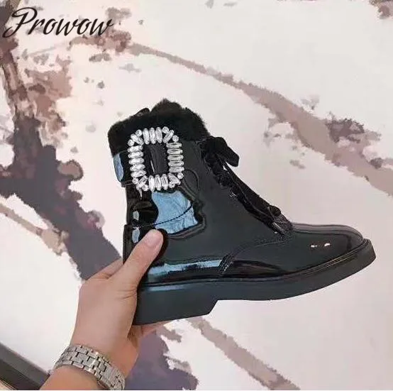 Prowow New Genuine Leather Lace Up Ankle Boots Round Toe Crystal Beading Thick Heel Low Heel Fur Inside Winter Warm Boots Shoes
Prowow New Genuine Leather Lace Up Ankle Boots Round Toe Crystal Beading Thick Heel Low Heel Fur Inside Winter Warm Boots Shoes