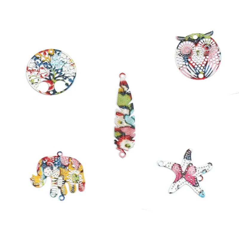 DoreenBeads модное медное Филигранное тиснение разъемы лист Многоцветная Картина