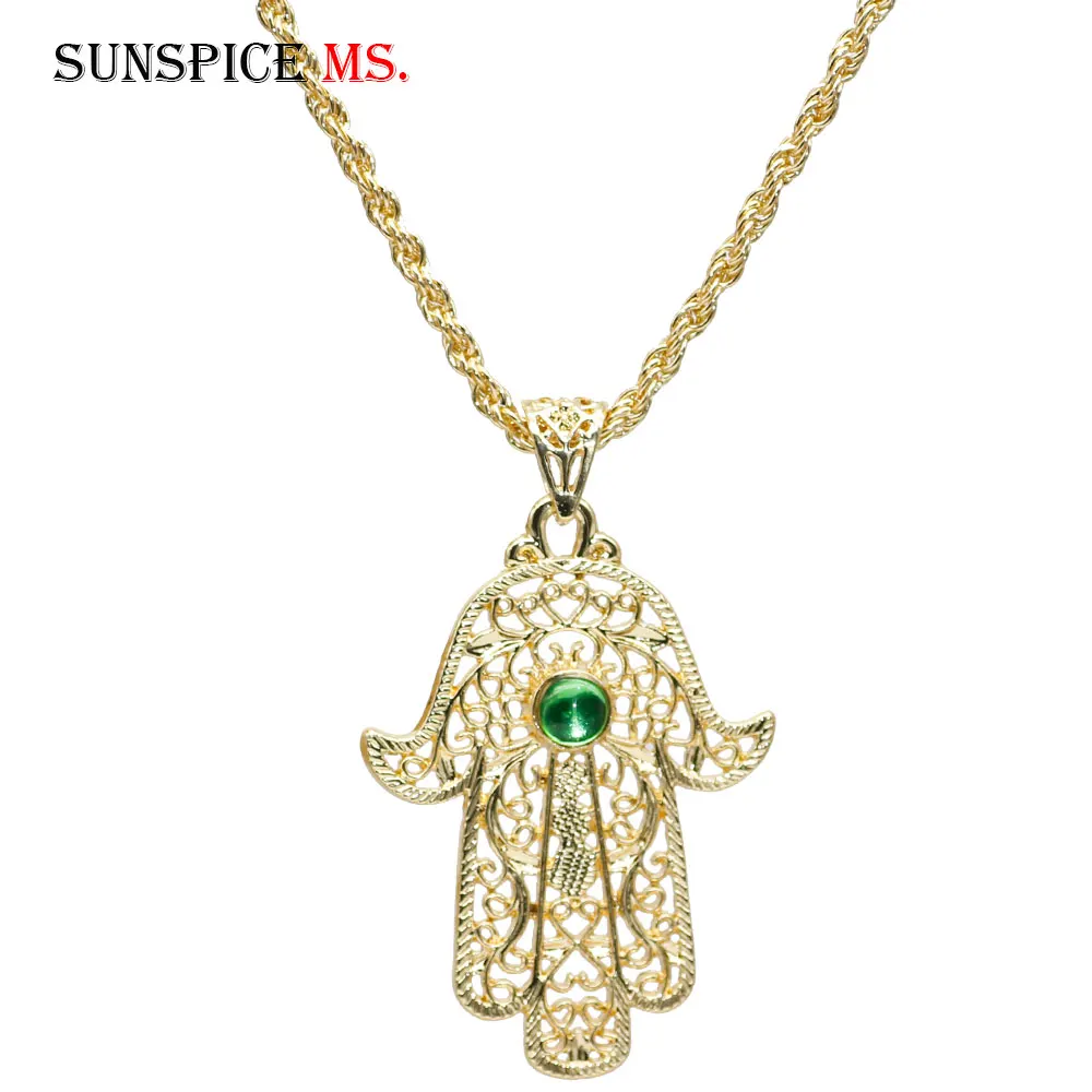 

SUNSPICE-MS Gold Color Morocco Long Metal Pendant Necklace for Women Arabic Ethnic Wedding Jewelry Religion Bijoux Wholesale