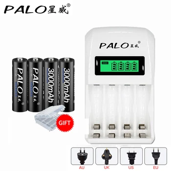 PALO LCD display smart charger for AA AAA rechargeable battery+ 4pcs 3000mAh 1.2V Ni-MH AA rechargeable Battery batteries
PALO LCD display smart charger for AA AAA rechargeable battery+ 4pcs 3000mAh 1.2V Ni-MH AA rechargeable Battery batteries