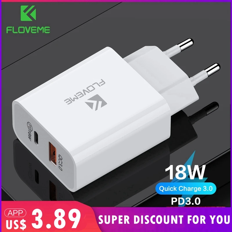 FLOVEME PD Charger 18W Dual USB Quick Charge 3.0 Charger For iPhone Samsung Xiaomi QC 3.0 Cargador Mobile Phone Charger Adapte
FLOVEME PD Charger 18W Dual USB Quick Charge 3.0 Charger For iPhone Samsung Xiaomi QC 3.0 Cargador Mobile Phone Charger Adapte