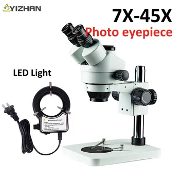 Professional 7X-45X trinocular microscope Magnification microscope for soldering Table Pillar Stand Zoom stereo microscope
Professional 7X-45X trinocular microscope Magnification microscope for soldering Table Pillar Stand Zoom stereo microscope