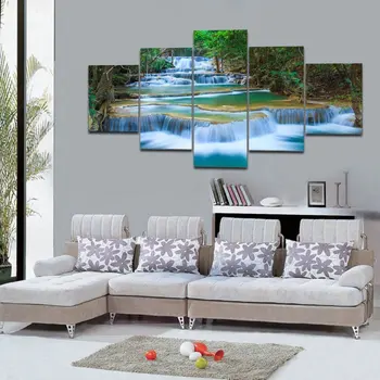 Poster Modern 5 Panel Waterfall Green Ancient Tree Blue Water Landscape Canvas Painting Wall Art Print For Living Room No Frame
Poster Modern 5 Panel Waterfall Green Ancient Tree Blue Water Landscape Canvas Painting Wall Art Print For Living Room No Frame