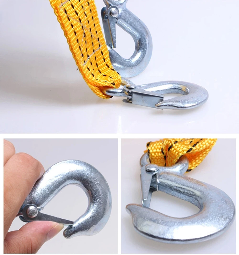 Generic 5 Tons Car Tow Cable Towing S Tow Rope With Hooks For Heavy