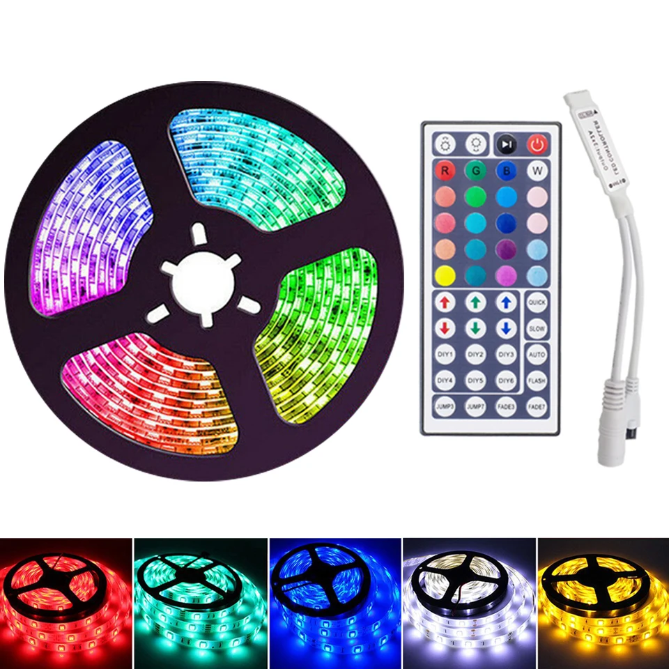 5 м светодиодный светильник RGB SMD 5050 IP65 гибкая лента fita диод DC 12 В + 44 ключа ИК мини