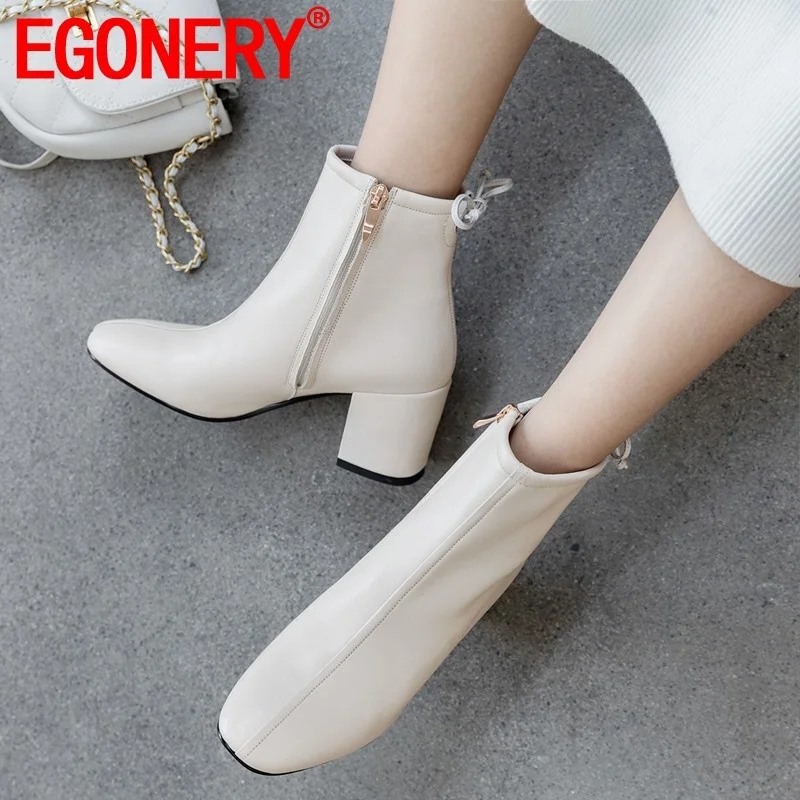 EGONERY 2019 autumne new concise ankle boots high heels square toe genuine leather zip work women shoes drop shipping size 34-40
EGONERY 2019 autumne new concise ankle boots high heels square toe genuine leather zip work women shoes drop shipping size 34-40
