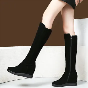 Women Black Genuine Leather Knee High Military Riding Boots Round Toe Wedges High Heel Winter Pumps Shoes Punk Fashion Sneakers
Women Black Genuine Leather Knee High Military Riding Boots Round Toe Wedges High Heel Winter Pumps Shoes Punk Fashion Sneakers