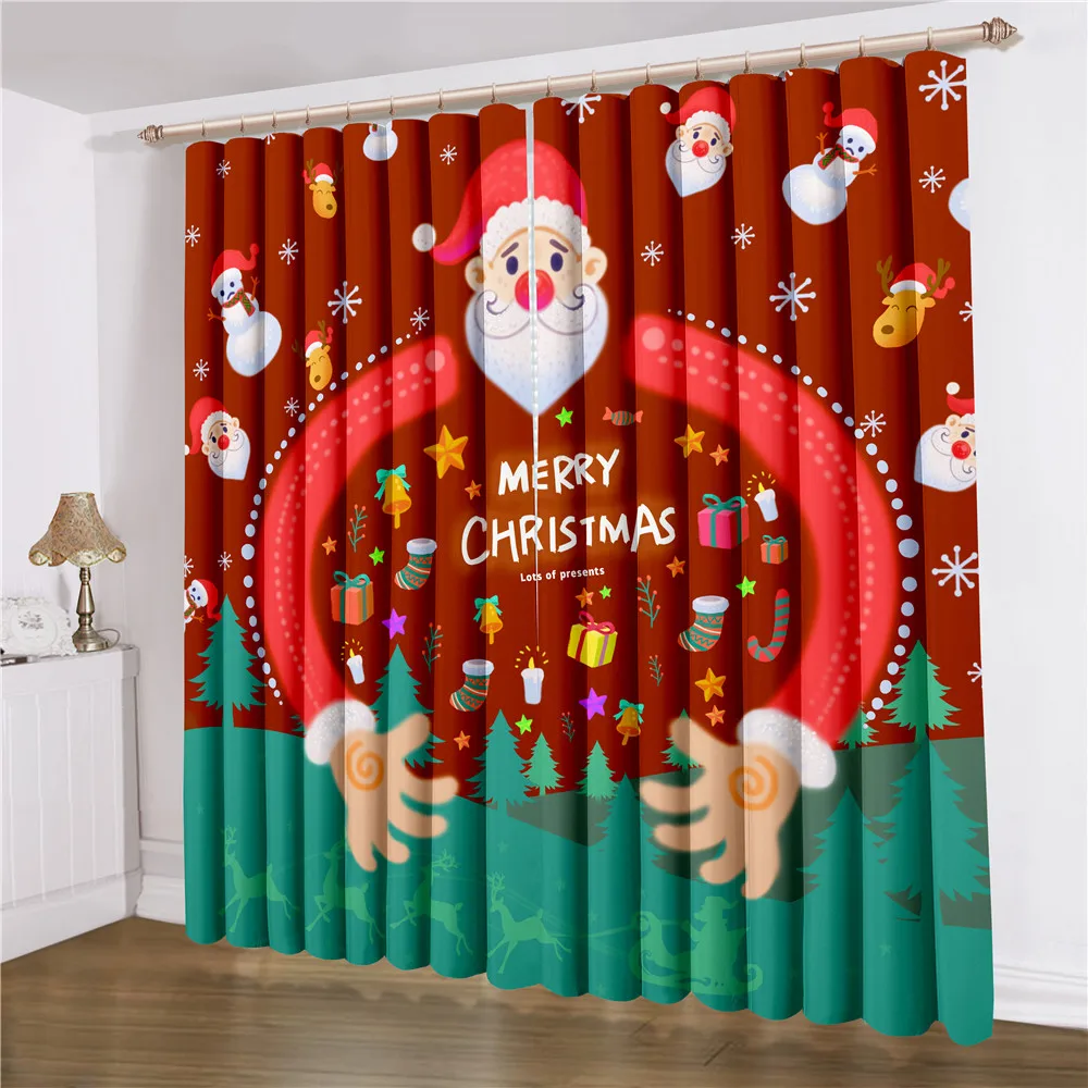 Santa Claus Window Curtain 3D Print Red Green Window Treatment For Living Room Curtain 2 Panels Home Decoration Window Drapes 
Santa Claus Window Curtain 3D Print Red Green Window Treatment For Living Room Curtain 2 Panels Home Decoration Window Drapes