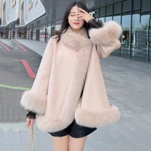 New Women Woolen Cloak Autumn Winter Casual Fashion Solid Color Fur Collar Cuff All-match Loose Faux Fur Cloak Wool Outerwear
New Women Woolen Cloak Autumn Winter Casual Fashion Solid Color Fur Collar Cuff All-match Loose Faux Fur Cloak Wool Outerwear