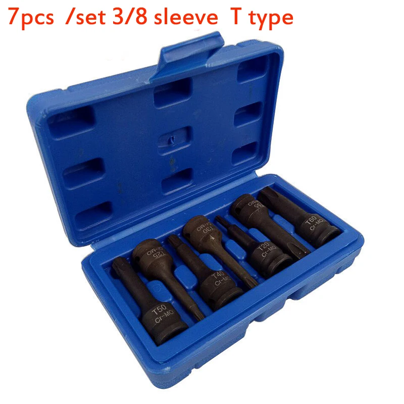7pcs/Set 3/8 Pneumatic Pressure Batch Socket Set Tool T Type/M Type/H Type/RT Type Is Used to Install Manual Pneumatic Wrenches 
7pcs/Set 3/8 Pneumatic Pressure Batch Socket Set Tool T Type/M Type/H Type/RT Type Is Used to Install Manual Pneumatic Wrenches