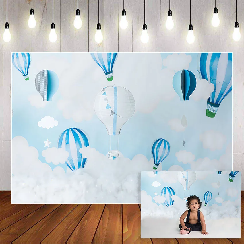 Mehofond фон для фотосъемки воздушный шар голубое небо и белые облака день рождения