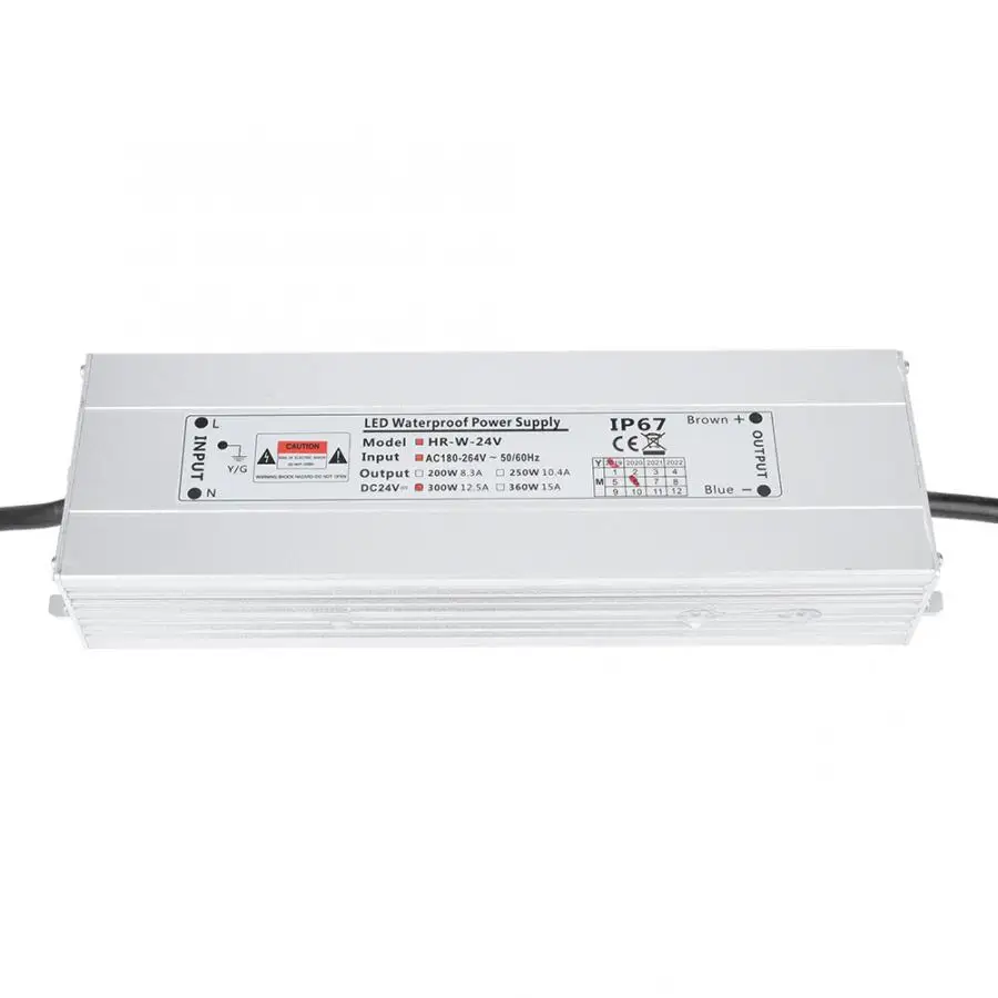 Power Supply IP67 Waterproof Switching Power Supply AC to DC 24V 12.5A 300W for Light Box/Light Strip Adjustable Switching
Power Supply IP67 Waterproof Switching Power Supply AC to DC 24V 12.5A 300W for Light Box/Light Strip Adjustable Switching