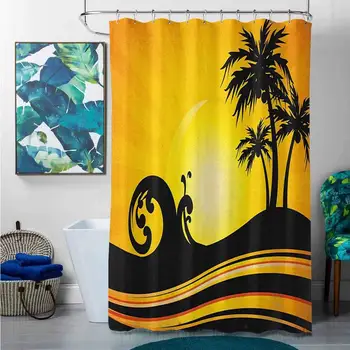 Bathroom Shower Curtains Sets Complete mats Beach,Summer Holiday Themed Wave and Tree Silhouette Sun Rays Tropical Composition,
Bathroom Shower Curtains Sets Complete mats Beach,Summer Holiday Themed Wave and Tree Silhouette Sun Rays Tropical Composition,