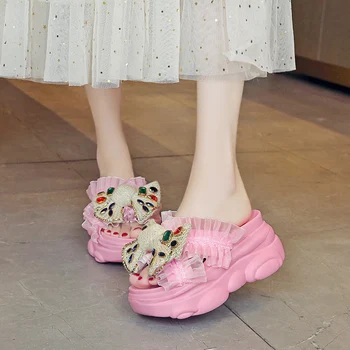 Lucyever 2020 Sweet Women Crystal Bowtie Sandals Fashion Open Toe Heels Summer Slippers Flat Platform Laides Slides Flip Flops
Lucyever 2020 Sweet Women Crystal Bowtie Sandals Fashion Open Toe Heels Summer Slippers Flat Platform Laides Slides Flip Flops