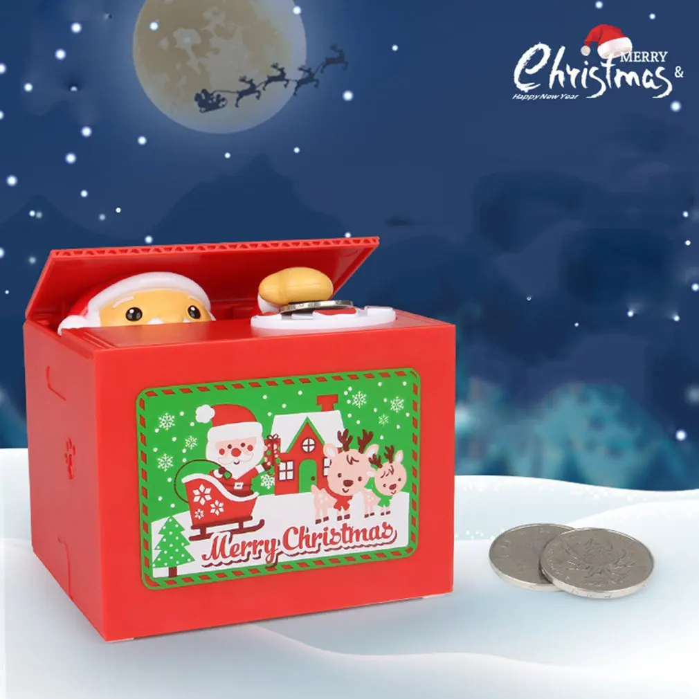 merry christmas money box santa claus piggy bank steal coin
