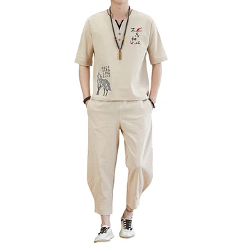 4 Colors Short Sleeve Linen Blouse with Ankle Length Pants Two Pieces Set Summer Streetwear Linen Tracksuit Men Clothes XXXXXL
4 Colors Short Sleeve Linen Blouse with Ankle Length Pants Two Pieces Set Summer Streetwear Linen Tracksuit Men Clothes XXXXXL