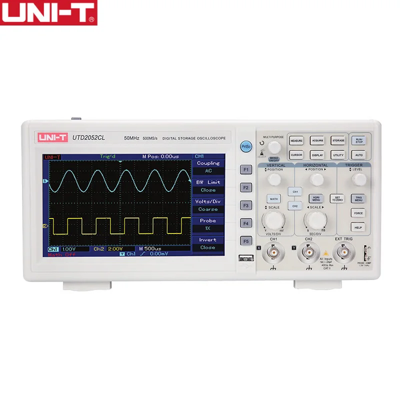 UNI-T UTD2025CL UTD2052CL Dual Channel Digital Storage Oscilloscope 50MHz Bandwidth 500Ms/s Sample Rate
UNI-T UTD2025CL UTD2052CL Dual Channel Digital Storage Oscilloscope 50MHz Bandwidth 500Ms/s Sample Rate