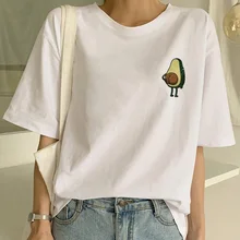 2019 verano nueva moda ropa mujer Casual cuello redondo estampado aguacate camiseta Ins moda camisetas divertidas Haut Femme harajuku kawaii(China)