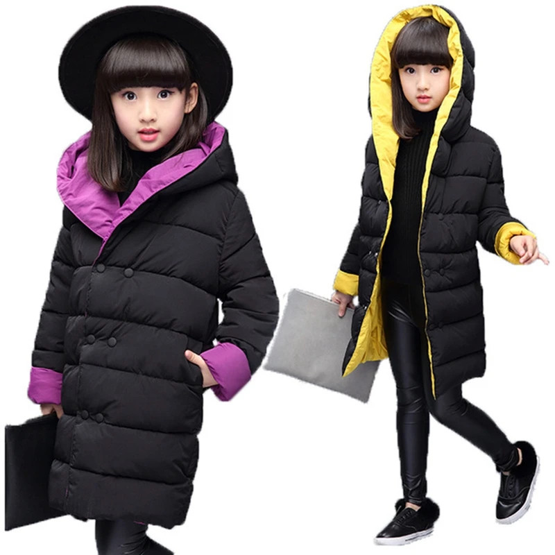 Girl Winter Coat Kids Down Coat With Hood Polyester Fiber Kids Snowsuits Big Girls Fashion Long Overcoat Double-sided Wearing
Girl Winter Coat Kids Down Coat With Hood Polyester Fiber Kids Snowsuits Big Girls Fashion Long Overcoat Double-sided Wearing