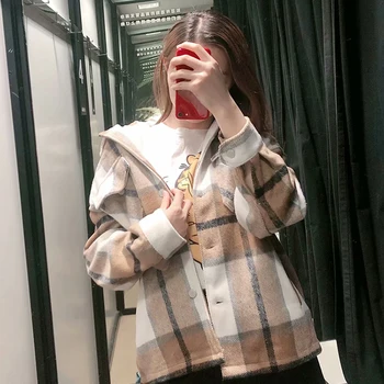 Autumn Long Sleeve Women Clothing Lapel Plaid Shirt Korean Blouse Plaid Cardigan Girls Streetwear Coats
Autumn Long Sleeve Women Clothing Lapel Plaid Shirt Korean Blouse Plaid Cardigan Girls Streetwear Coats