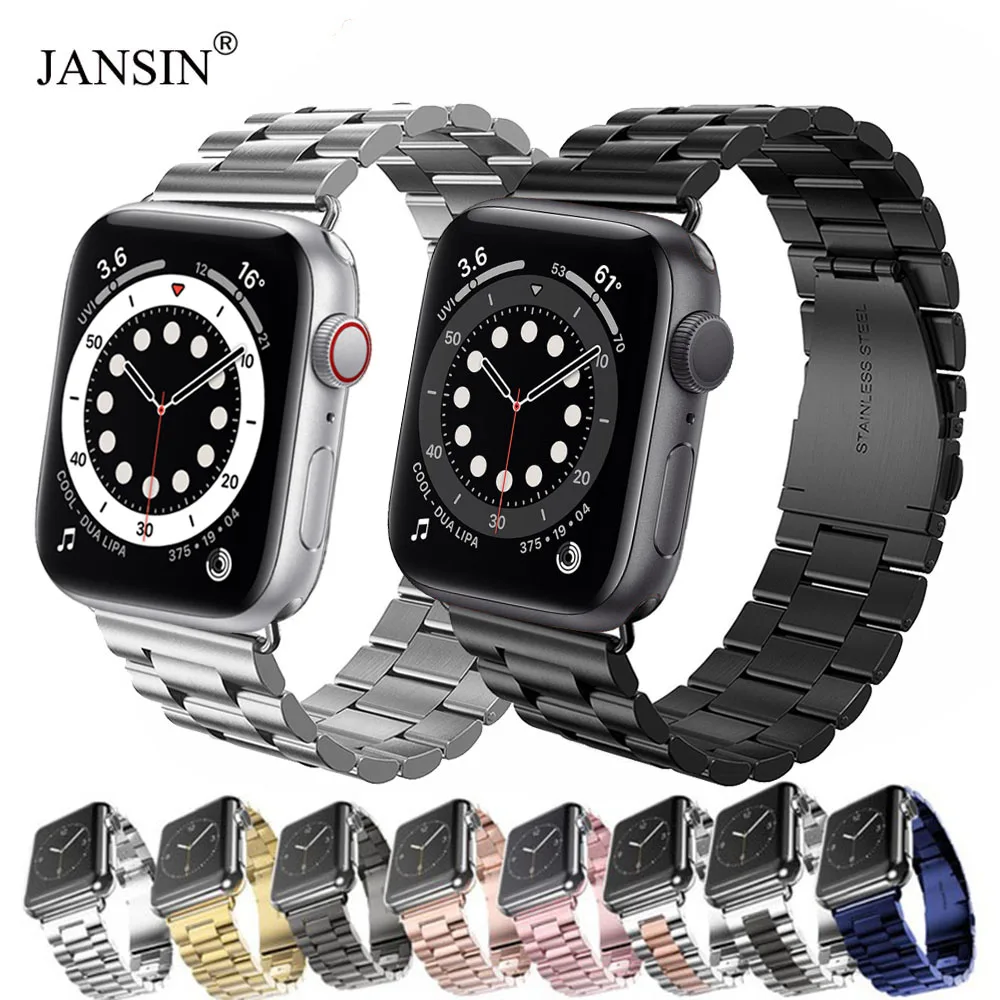 JANSIN роскошный ремешок из нержавеющей стали для Apple Watch band 42 мм 38 44 40 браслет pulseira