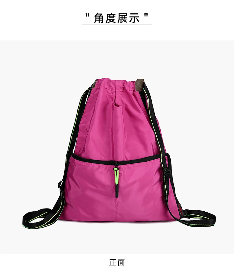 YINJUE Pioneering Foldable Drawstring Backpack women Travel Beach Sack Bag Portable Casual String Sackpack Shopping Bags Mochila