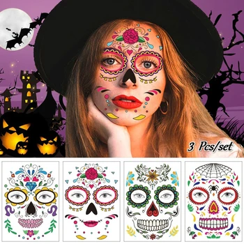 Halloween Face Sticker Temporary Tattoo Stickers Waterproof Masquerade Funny Facial Makeup Undead Festival Face Decoration
Halloween Face Sticker Temporary Tattoo Stickers Waterproof Masquerade Funny Facial Makeup Undead Festival Face Decoration