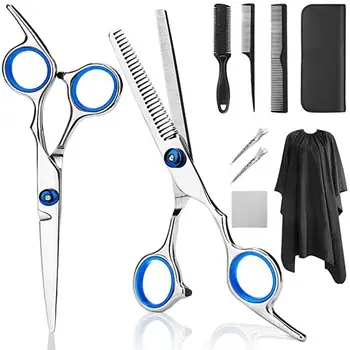 10-Piece Professional Hairdressing Scissors Mid-Range Blue Iron Clip Barber Scissors Set Flat Cut Tooth Scissors Purses
10-Piece Professional Hairdressing Scissors Mid-Range Blue Iron Clip Barber Scissors Set Flat Cut Tooth Scissors Purses