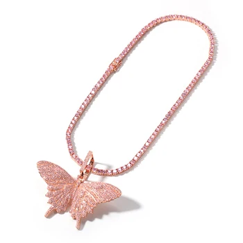 Cubic Zircon Pendant Necklaces Copper Pink Butterfly Rope Chain Hip Hop Jewelry Charm Women Luxury Rhinestones Bling Necklace 
Cubic Zircon Pendant Necklaces Copper Pink Butterfly Rope Chain Hip Hop Jewelry Charm Women Luxury Rhinestones Bling Necklace