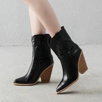 Autumn Winter Ankle Boots Women Boots Faux Leather Wedges High Heel Western Boots Pointed Toe Fashion Female Shoes Black White
Autumn Winter Ankle Boots Women Boots Faux Leather Wedges High Heel Western Boots Pointed Toe Fashion Female Shoes Black White