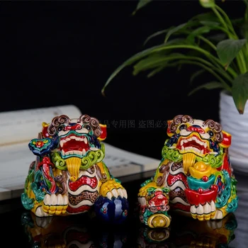 2PCS/SET CHINESE COLORS LION ART SCULPTURE CERAMIC LUCKY BRAVE TROOPS FIGURINES ANIMALS STATUE FENG SHUI HOME DECORATION R4189 
2PCS/SET CHINESE COLORS LION ART SCULPTURE CERAMIC LUCKY BRAVE TROOPS FIGURINES ANIMALS STATUE FENG SHUI HOME DECORATION R4189