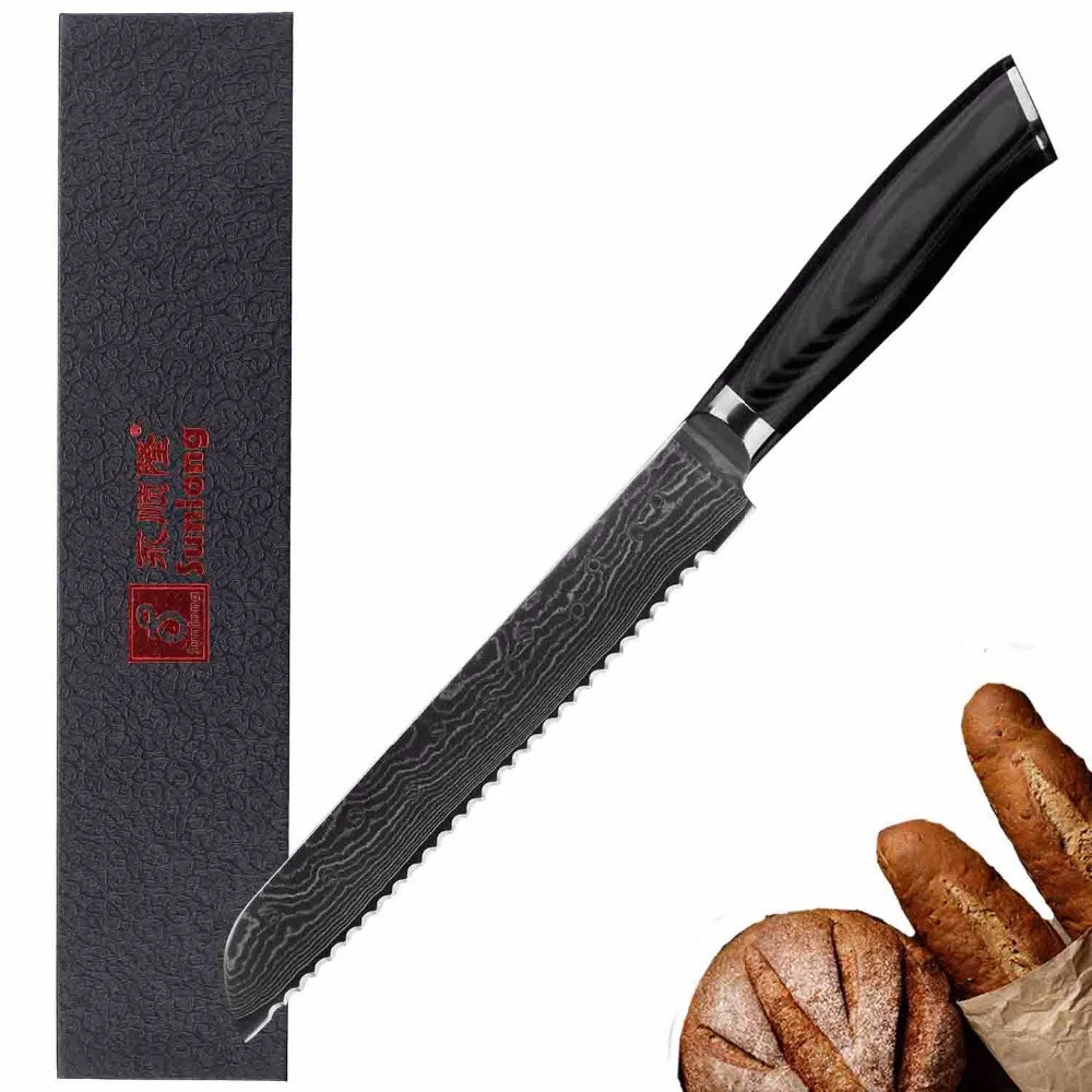 Sunlong нож для хлеба 8 дюймов Slamwich Slicer японский 67 слоев Дамасская сталь торта пиццы