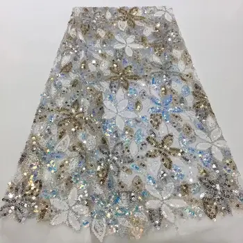 (5yards/pc) Aazing African glass beads and sequins embroidered French net lace fabric for attractive party dress FZZ796
(5yards/pc) Aazing African glass beads and sequins embroidered French net lace fabric for attractive party dress FZZ796