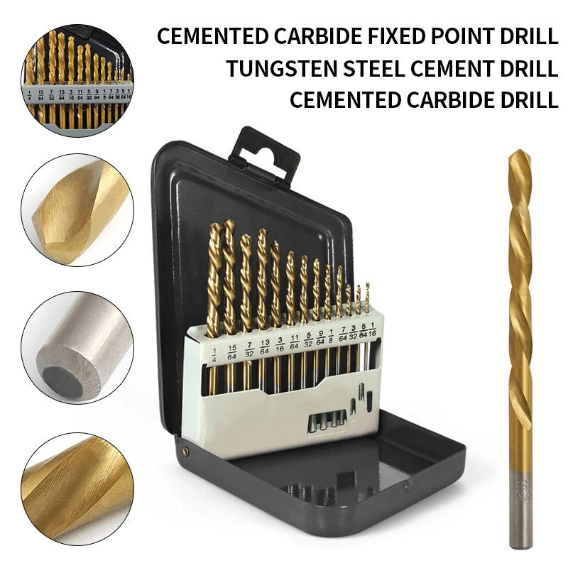 13Pcs Drill Bit Kit Left Hand Drill Bit Set with Case Titanize Coating 1/16" -1/4" New Titanium Nitride Coating Bits
13Pcs Drill Bit Kit Left Hand Drill Bit Set with Case Titanize Coating 1/16" -1/4" New Titanium Nitride Coating Bits