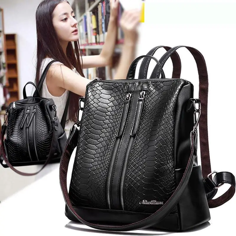 

Aliwilliam Genuine Leather Woman Backpack Leisure Girls School Bags Anti-thief Multifunction Shoulder Bag Fashion Back Packs