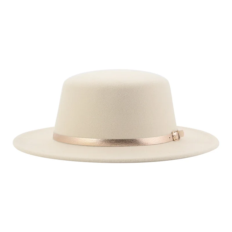 

Fedoras for Women Winter Hats Male Felt Accessories Woemn Fedora Flat Top Hat Solid Fashion Jazz Men Hat 2021 Sombreros De Mujer