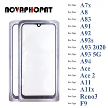 Panneau en verre pour écran tactile LCD, avec Film OCA, pour Oppo A7x F9 A8 A11 A11X A83 A91 Reno 3=