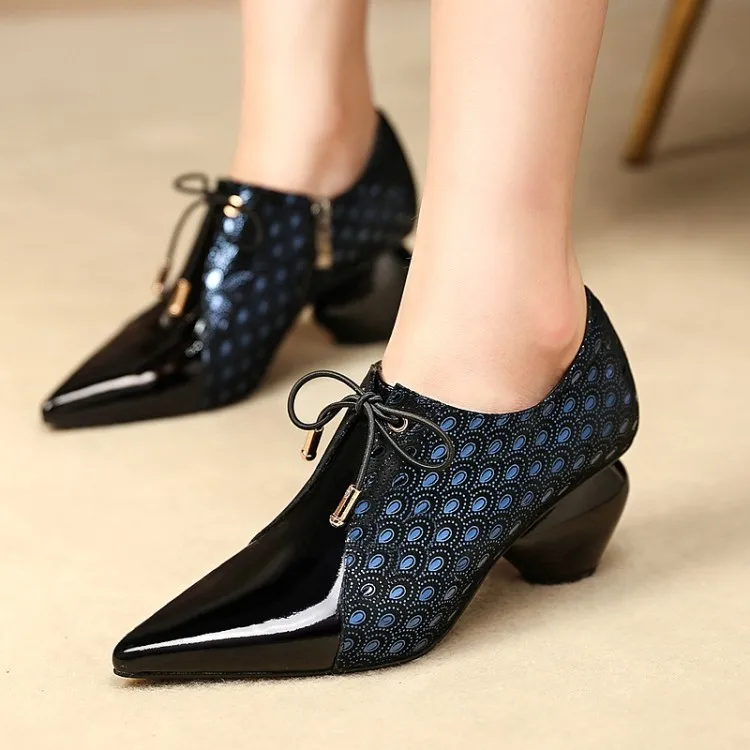 2019 Autumn New Style Abnormal Shape Heels Pointed Toe Full-grain Leather Lace up Front Women's Deep Mouth Fashion Shoes
2019 Autumn New Style Abnormal Shape Heels Pointed Toe Full-grain Leather Lace up Front Women's Deep Mouth Fashion Shoes