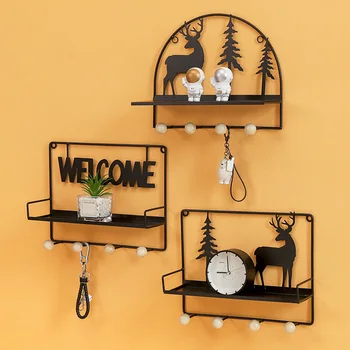 Nordic Simple Wrought Iron Shelf Storage Rack with 4 Hooks Wall Decor Home Supplies JS22
Nordic Simple Wrought Iron Shelf Storage Rack with 4 Hooks Wall Decor Home Supplies JS22