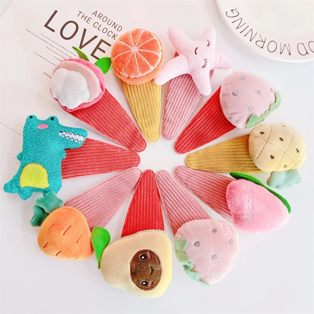 

Strawberry Carrot Star Baby Dinosaur Orange Pineapple Cloth Hair Accessories Cute Cartoon Animal Fruit Girls Hair Clip Headwear