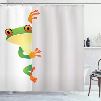 Reptile Shower Curtain, Funky Frog Prince with Big Eyes on Wall Camouflage Nursery Reptiles Theme, Cloth Fabric Bathroom Decor
Reptile Shower Curtain, Funky Frog Prince with Big Eyes on Wall Camouflage Nursery Reptiles Theme, Cloth Fabric Bathroom Decor