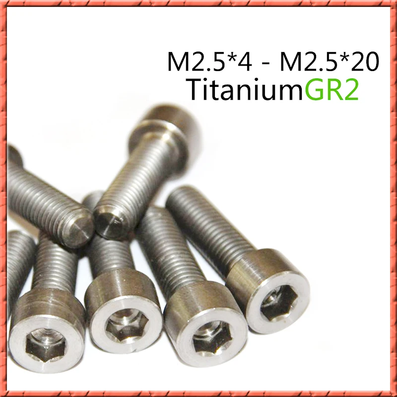 50pcs/lot titanium Micro Small screw din912 GR2 M2.5x4-M2.5x20 Pure Ti Hexagon Socket Cap Screw Cylinder head hexagon screw
50pcs/lot titanium Micro Small screw din912 GR2 M2.5x4-M2.5x20 Pure Ti Hexagon Socket Cap Screw Cylinder head hexagon screw