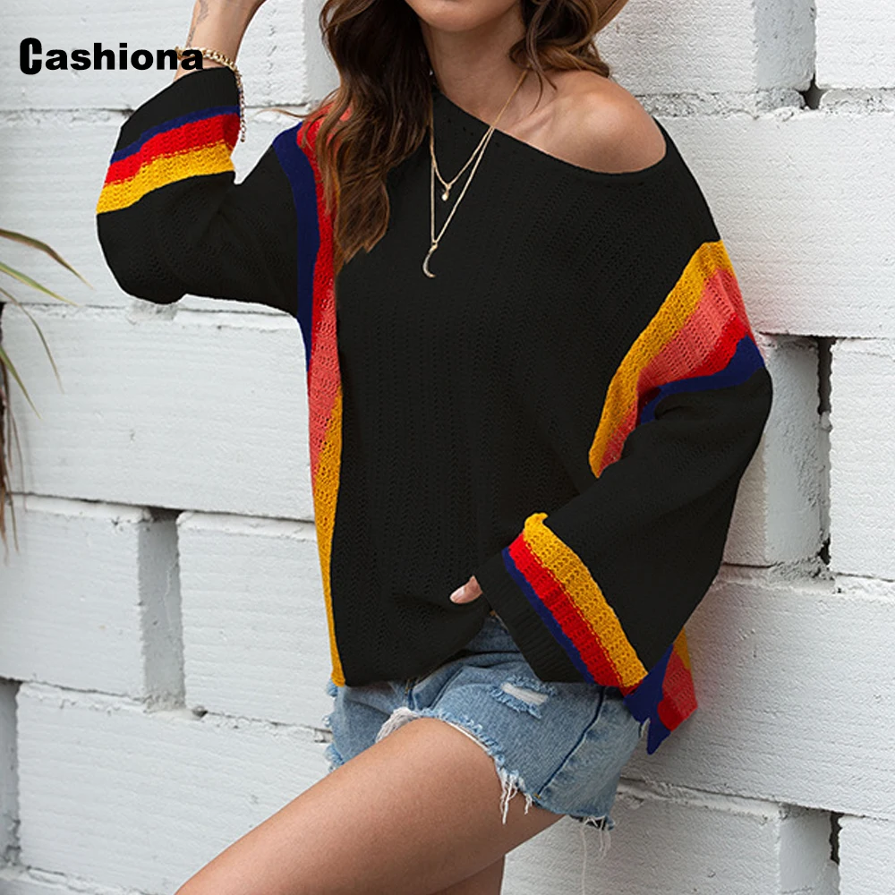 2020 Fashion Tops Women Summer Autumn Casual Loose Sweaters Batwing Sleeve Slash neck Patchwork Color Knitted Sweater Pullovers
2020 Fashion Tops Women Summer Autumn Casual Loose Sweaters Batwing Sleeve Slash neck Patchwork Color Knitted Sweater Pullovers
