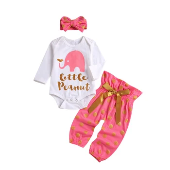Newborn Baby Clothes Long Sleeve Elephant Print Clothes and Hot Stamping Trousers Bow Headband Three-Piece Suit
Newborn Baby Clothes Long Sleeve Elephant Print Clothes and Hot Stamping Trousers Bow Headband Three-Piece Suit