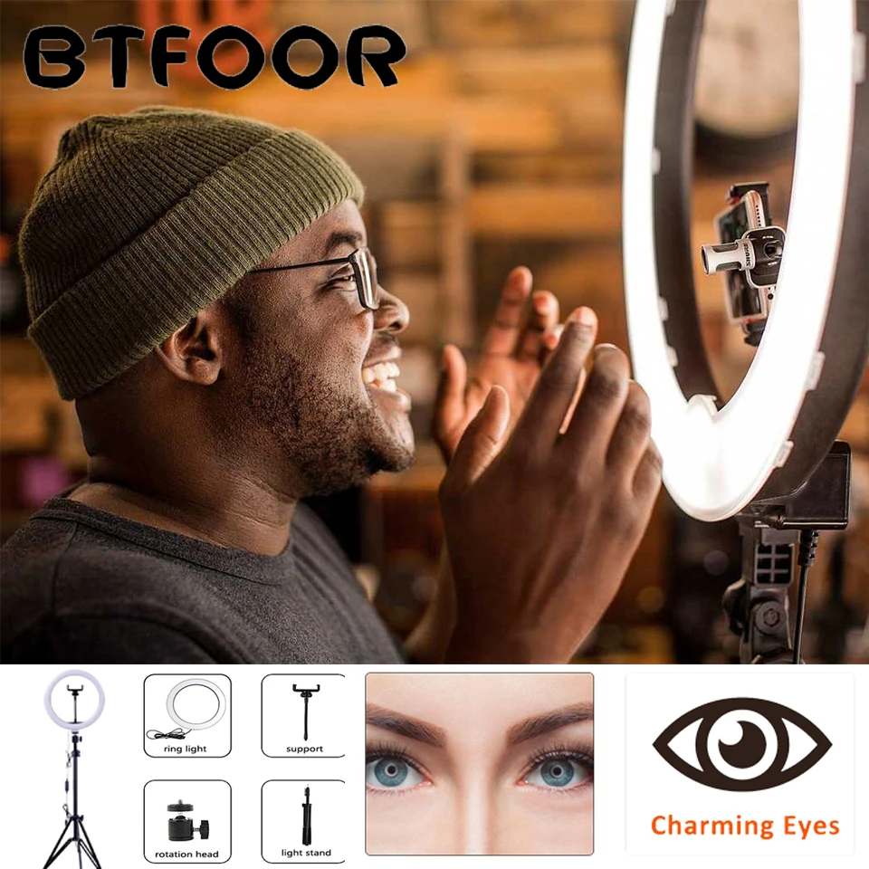 Photography Lighting with 1.6M Tripod Stand Camera Photo Studio Circle Led Selfie Ring Light Phone Lamp Video Tikkok Youtube Set
Photography Lighting with 1.6M Tripod Stand Camera Photo Studio Circle Led Selfie Ring Light Phone Lamp Video Tikkok Youtube Set